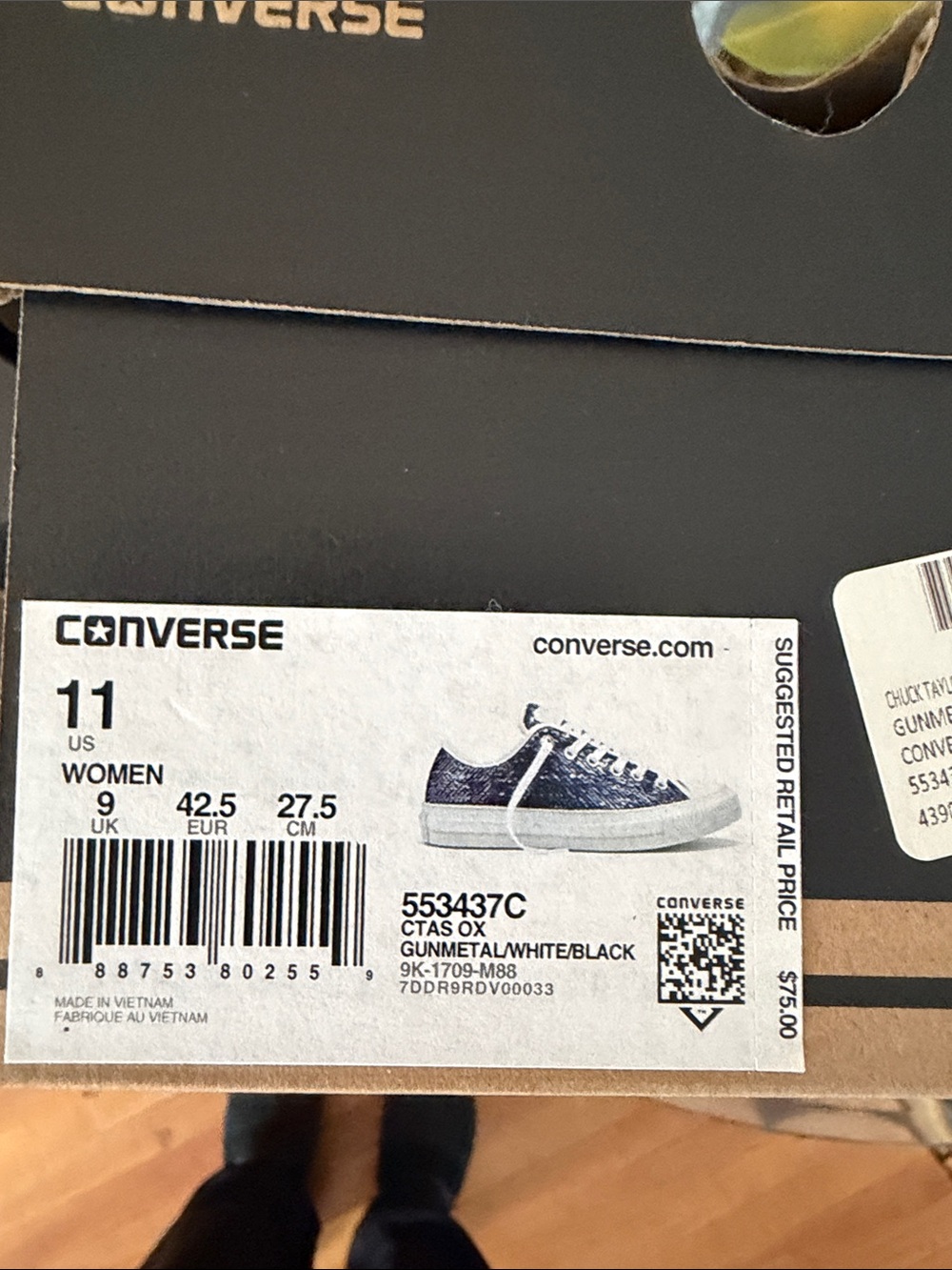 Converse Low Top Sequin Sneakers - Iridescent Black/White - Picture 10 of 10